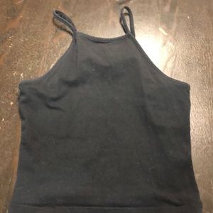 Garage black halter crop top